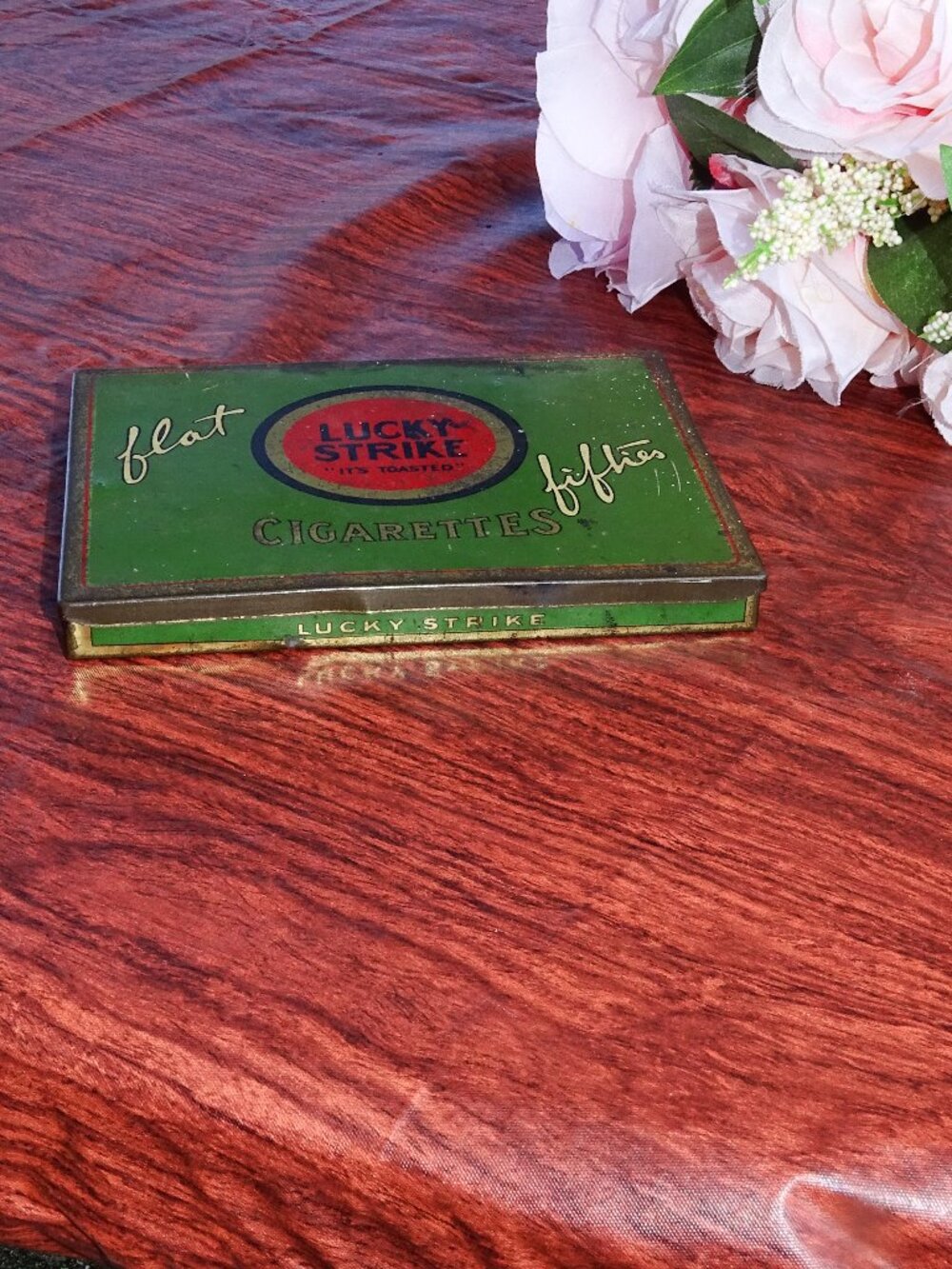 Vintage Lucky Strike Cigarettes Metal Tin | Retro Tobacco Advertising Box